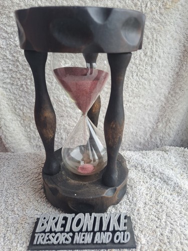 Ancien grand sablier bois - ancien,
